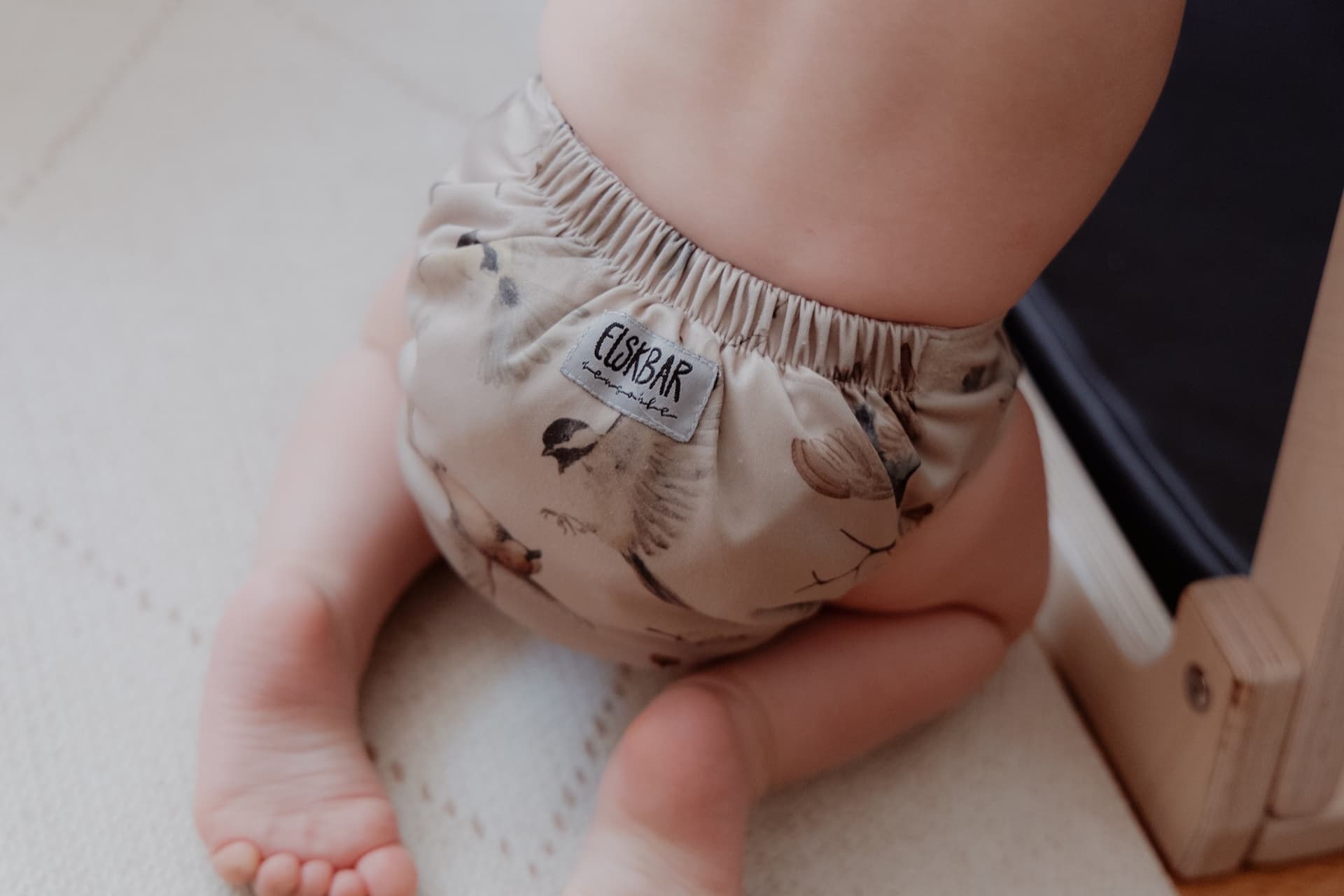 Modern cloth diaper with bird print – practical and lovely